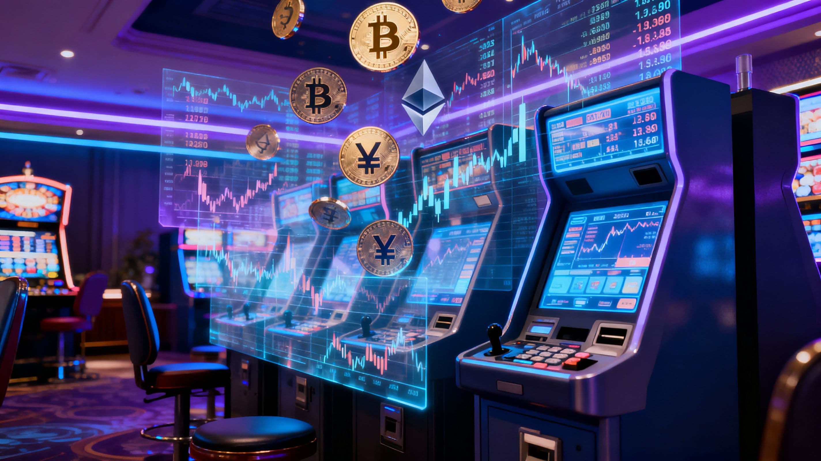 financial uncertainty casino crypto payment fed policies illustration showing blockchain technology and cryptocurrency gambling