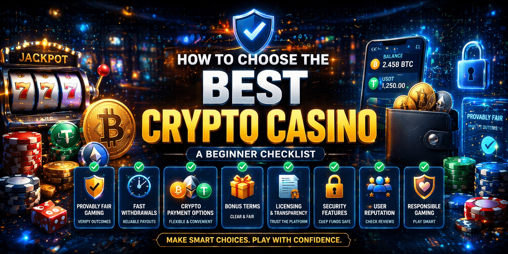 choosing the best crypto casino with checklist and blockchain gaming elements
